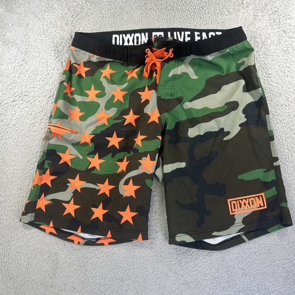 Dixxon Board Short Mens 36 Camo Hybrid Swim Trunks Surf Beach Stars USA Flag - Picture 1 of 8